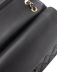 Pre-Loved Classic Double Flap Shoulder Bag Quilted Leather Jumbo with Gold Hardware, Black