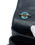 Pre-Loved Trendy CC Handbag Quilted Leather Small with Gold Hardware, Navy
