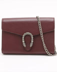 Pre-Loved Dionysus Chain Wallet Crossbody Bag Leather Mini with Aged Silver Hardware, Burgundy