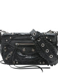 Pre-Loved Le Cagole Crossbody Bag Leather Mini with Silver Hardware, Black