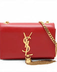 Pre-Loved Kate Tassel Crossbody Bag Leather Small with Gold Hardware, Red