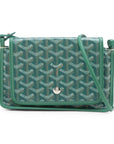 Pre-Loved Plumet Crossbody Bag Goyardine Chevron Coated Canvas with Silver Hardware, Green