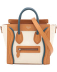 Pre-Loved Luggage Handbag Leather Nano with Silver Hardware, Cream Multicolor