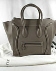 Pre-Loved Luggage Tote Leather Mini with Silver Hardware, Taupe