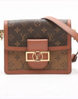 Pre-Loved Dauphine Crossbody Bag Monogram Coated Canvas Mini with Gold Hardware, Brown