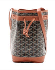 Pre-Loved Petit Flot Bucket Bag Goyardine Coated Canvas Mini with Silver Hardware, Black/Tan