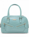 Pre-Loved Boston Handbag Microguccissima Leather Small with Gold Hardware, Light Blue