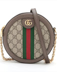 Pre-Loved Ophidia Round Mini Crossbody Bag Monogram Coated Canvas Mini with Gold Hardware, Beige Ebony