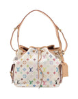 Pre-Loved Petit Noé Shoulder Bag Monogram Multicolore Coated Canvas Petit with Gold Hardware, White Multicolor