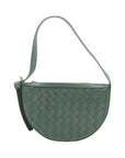 Pre-Loved Sunrise Shoulder Bag Intrecciato Leather Small with Gold Hardware, Sage Green