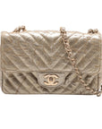 Pre-Loved Classic Flap Shoulder Bag Quilted Leather Mini with Gold Hardware, Gold