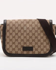 Pre-Loved GG Messenger Crossbody Bag Monogram Coated Canvas with Silver Hardware, Beige/Ebony