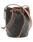 Pre-Loved Triomphe Drawstring Bucket Bucket Bag Triomphe Canvas Coated Small with Gold Hardware, Brown