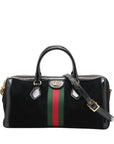 Pre-Loved Ophidia Handbag Suede Small with Gold Hardware, Black