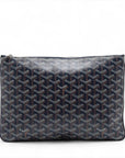 Pre-Loved Senat Pochette Goyardine Coated Canvas MM with Silver Hardware, Navy Blue