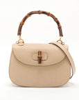 Pre-Loved Bamboo Handbag Leather with Gold Hardware, Beige