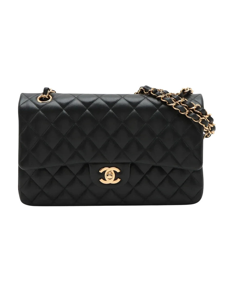 Pre-Loved Classic Double Flap Shoulder Bag Quilted Leather Medium