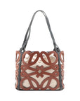 Pre-Loved Anagram Cut-Out Tote Anagram Leather Small with Black Hardware, Tan