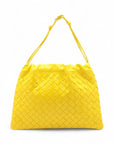 Pre-Loved Intrecciato Bulb Shoulder Bag Intrecciato Leather Small with Gold Hardware, Yellow