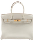 Pre-Loved Birkin Handbag Leather 30 with Gold Hardware, White