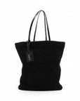 Pre-Loved Shopping Tote Shearling with Silver Hardware, Black