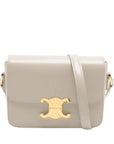 Pre-Loved Triomphe Shoulder Bag Leather Teen with Gold Hardware, Greige