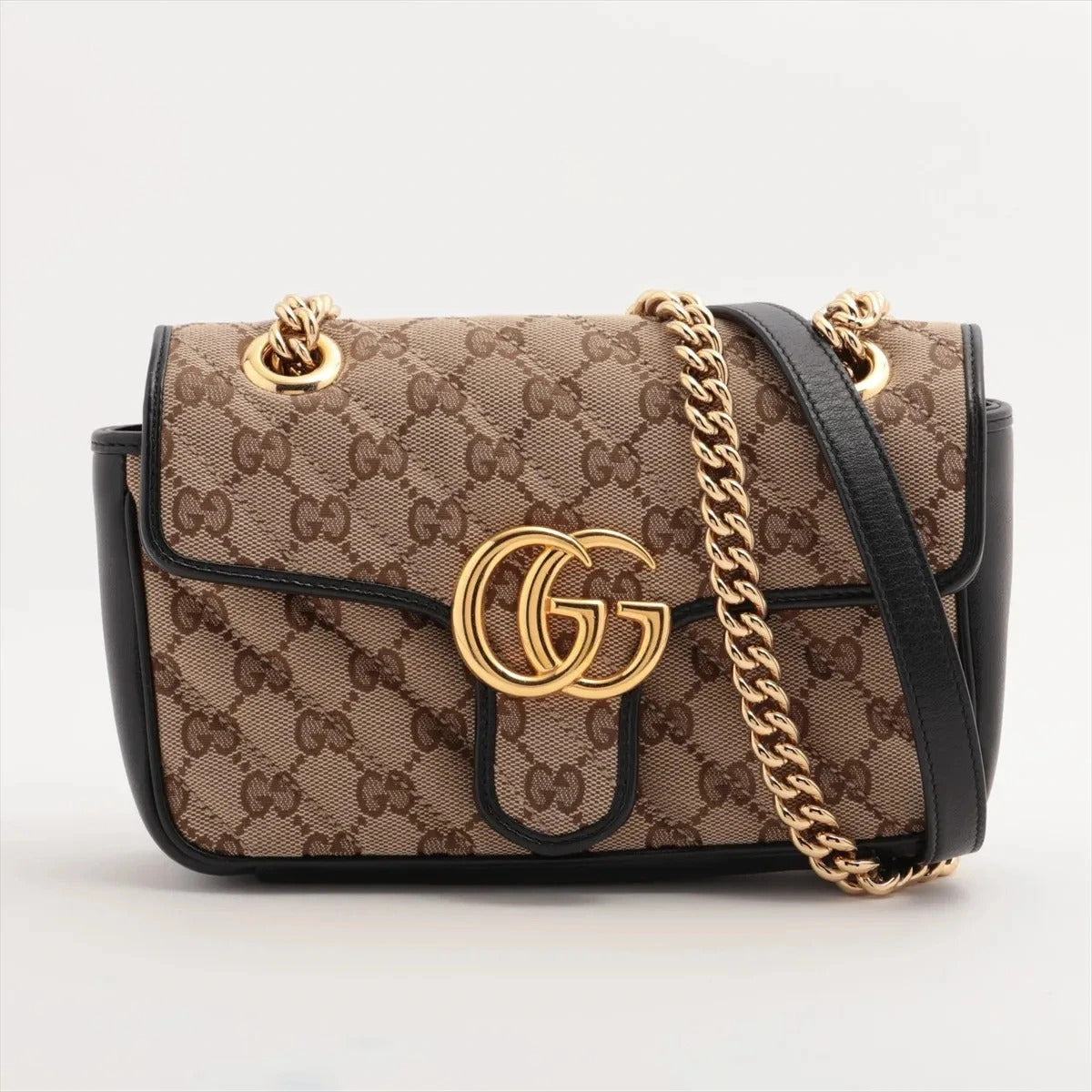 Pre-Loved GG Marmont Shoulder Bag Monogram Coated Canvas Mini with