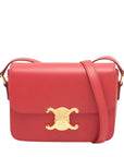 Pre-Loved Triomphe Shoulder Bag Leather Teen with Gold Hardware, Red