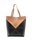 Pre-Loved Puzzle Fold Tote Tote Leather Medium, Black and Tan