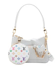 Pre-Loved Marellini (LV x Murakami) Shoulder Bag Leather with Gold Hardware, White