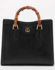 Pre-Loved Diana Bamboo Tote Leather Small with Gold Hardware, Black