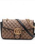 Pre-Loved GG Marmont Shoulder Bag Monogram Coated Canvas Small with Gold Hardware, Beige Ebony