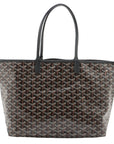 Pre-Loved Saint Louis Tote Goyardine Coated Canvas PM with Silver Hardware, Black and Tan
