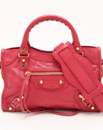 Pre-Loved Classic City Handbag Leather Mini with Gold Hardware, Pink
