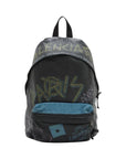 Pre-Loved Explorer Graffiti Backpack Graffiti Leather with Silver Hardware, Black