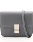 Pre-Loved Classic Box Shoulder Bag Leather Medium with Silver Hardware, Gray
