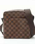 Pre-Loved Olav PM Crossbody Bag Damier Canvas Coated with Gold Hardware PM, Brown