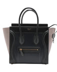 Pre-Loved Luggage Tote Leather Micro with Gold Hardware, Black and Grey