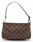 Pre-Loved Pochette Accessoires Pochette Damier Coated Canvas with Gold Hardware, Ebene Brown