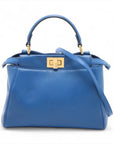 Pre-Loved Peekaboo Handbag Leather Mini with Gold Hardware, Blue