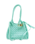Pre-Loved Andiamo Handbag Intrecciato Leather Mini with Gold Hardware, Mint Green