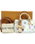 Pre-Loved Nano Speedy Handbag Monogram Multicolore Coated Canvas Nano with Gold Hardware, White Multicolor