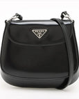 Pre-Loved Cleo Spazzolato Crossbody Bag Leather Small with Silver Hardware, Black