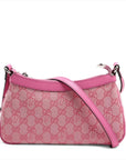 Pre-Loved GG-P Half-Moon Shoulder Bag Monogram Coated Canvas Small with Silver Hardware, Pink
