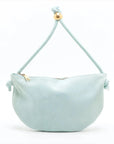 Pre-Loved Knot Shoulder Bag Suede Small with Gold Hardware, Light Blue