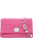 Pre-Loved Crystal Matelassé Shoulder Bag Matelassé Leather with Silver Hardware, Pink