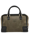 Pre-Loved Amazona Handbag Suede 28 with Gold Hardware, Olive Green
