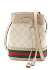 Pre-Loved Ophidia Bucket Bag GG Supreme Coated Canvas Mini with Gold Hardware, Beige / White