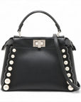 Pre-Loved Peekaboo Handbag Leather Mini with Silver Hardware, Black