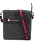 Pre-Loved GG Supreme Messenger Crossbody Bag Monogram Coated Canvas Small with Silver Hardware, Black